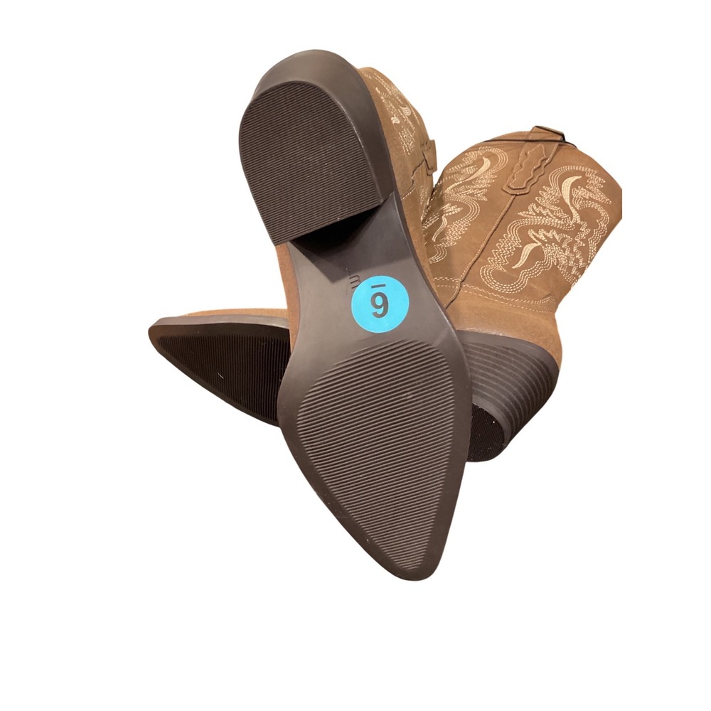 Me Too Womens Brown Western Cowboy Boots Embroidered Pointed Toe Block Heel Sz 6 - Picture 4 of 5